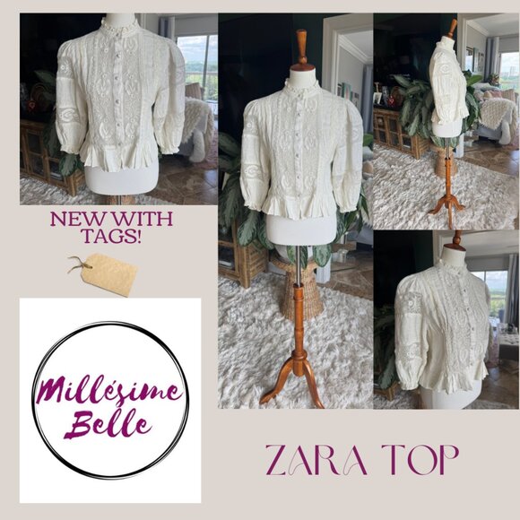 Zara Cream Victorian Top - Picture 3 of 9